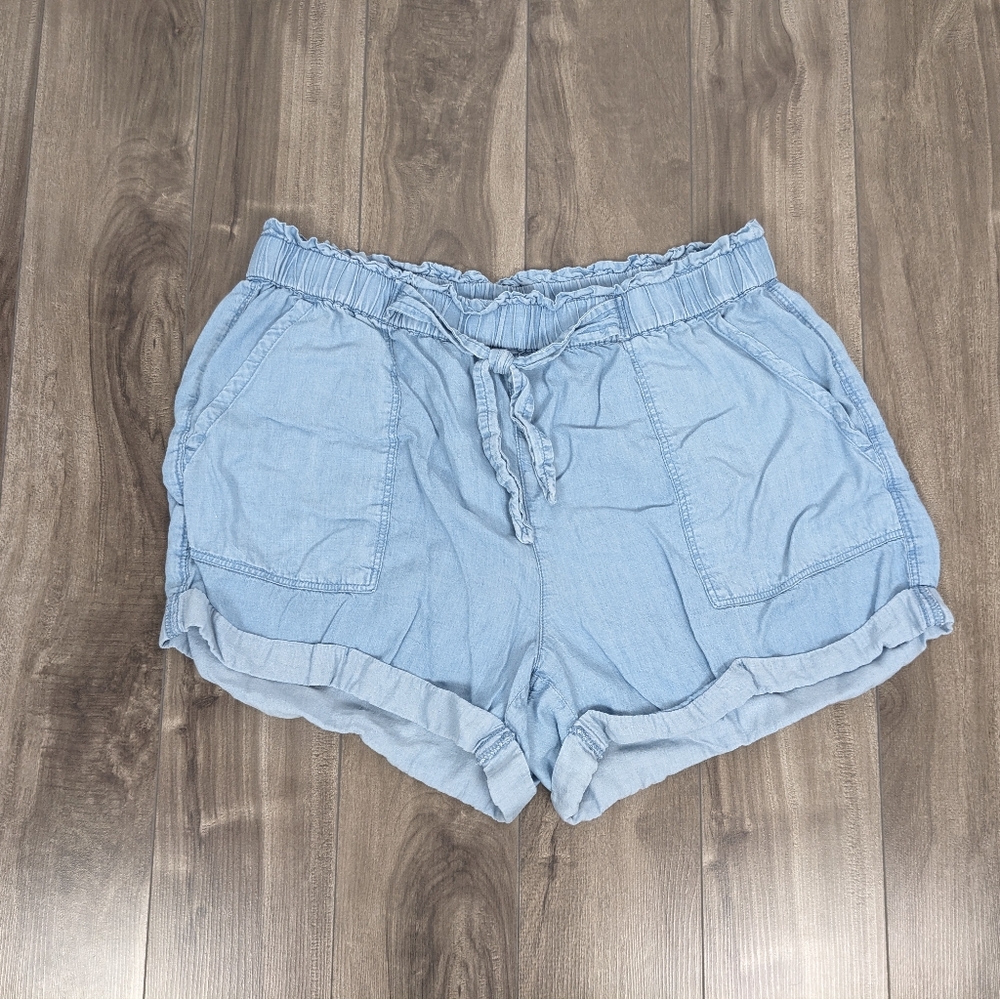 Aerie chambray paper-bag camp shorts Large Blue